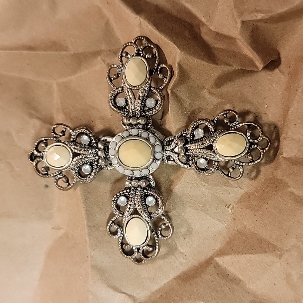 Ornate enamel cross pendant
